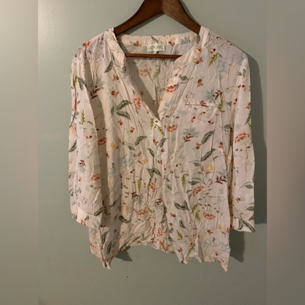Lucy & laurel lightweight 3/4 sleeve floral blouse 1x